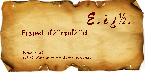 Egyed Árpád névjegykártya